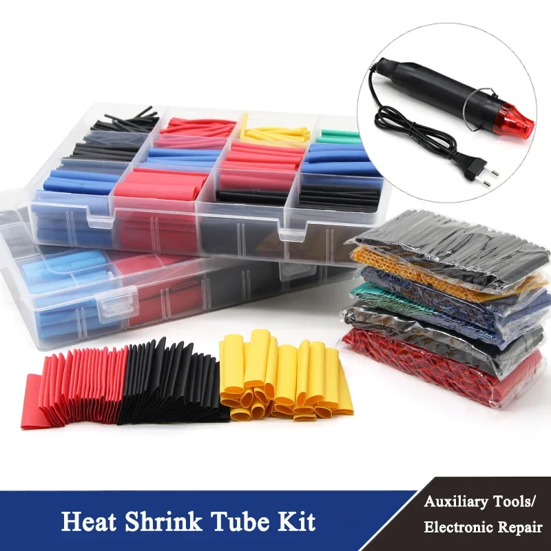 102-750pcs Heat Shrink Tubing Wrapping kit 3:1 2:1 Shrinkable Wire Shrinking Wrap Tubing Wire Connect Cover Protection Sleeving