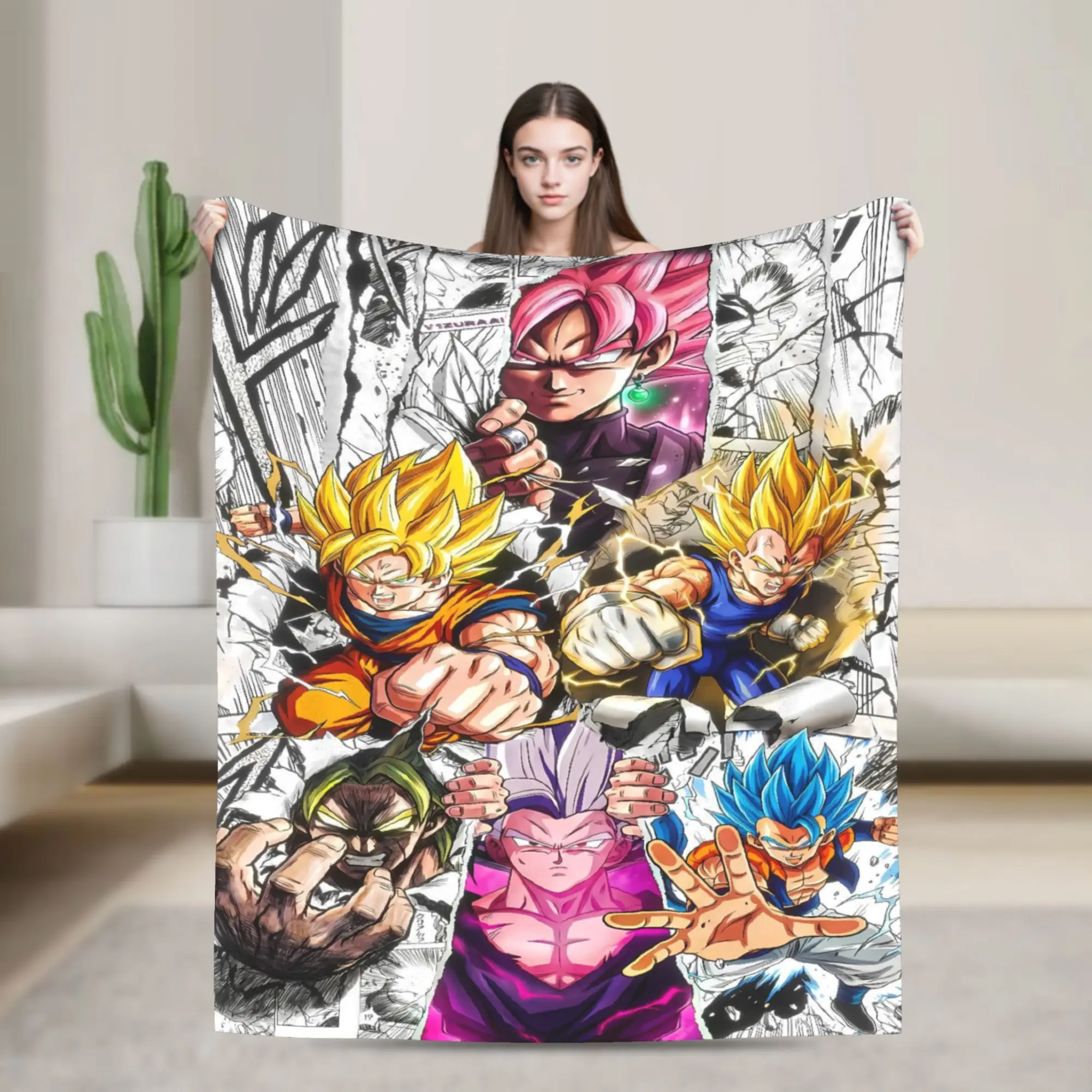 D-Dragons Ball Anime Soft Warm Blankets  Airplane Plush Bedding Throws Couch Chair Flannel Bedspread Sofa Bed Cover