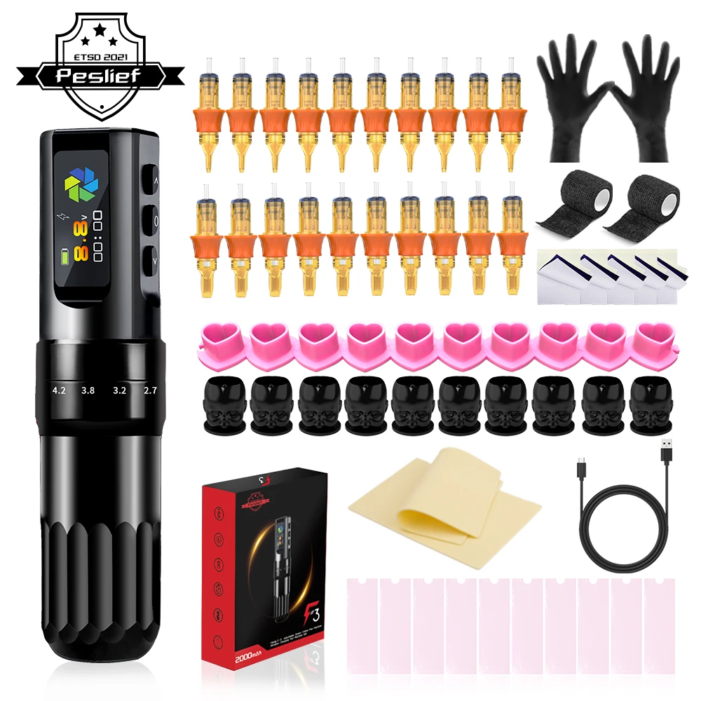 Tattoo Pen Cartridge Wireless Tattoo Machine Kit Beginner Rotary Machine Type Machine Kit Complete Tattoo Kit Tattoo Supplies