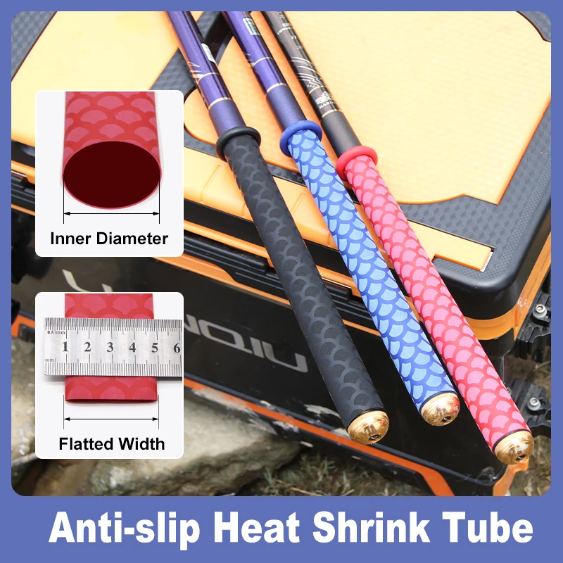 ID15 - 45mm 1M Anti-slip Heat Shrink Tube for Fishing Rod/Rackets/Handle Insulated Waterproof Protect 2:1 Shrinkable Sleeving 1M