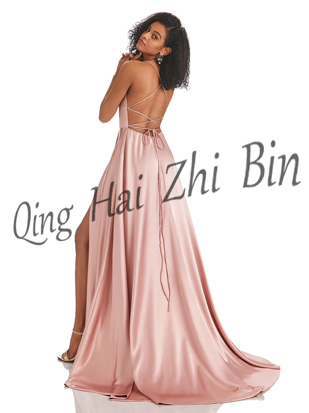 Elegant Sexy Red Slit Spaghetti Strap Birthday Party Prom Dress Evening Dresses Long Gowns