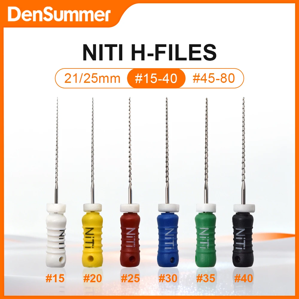 Densummer 10Boxs 6pcs/box Dental Hand Use H-Files 25mm NiTi Material Endodontic Root Canal File Dentistry Lab Instruments Tools