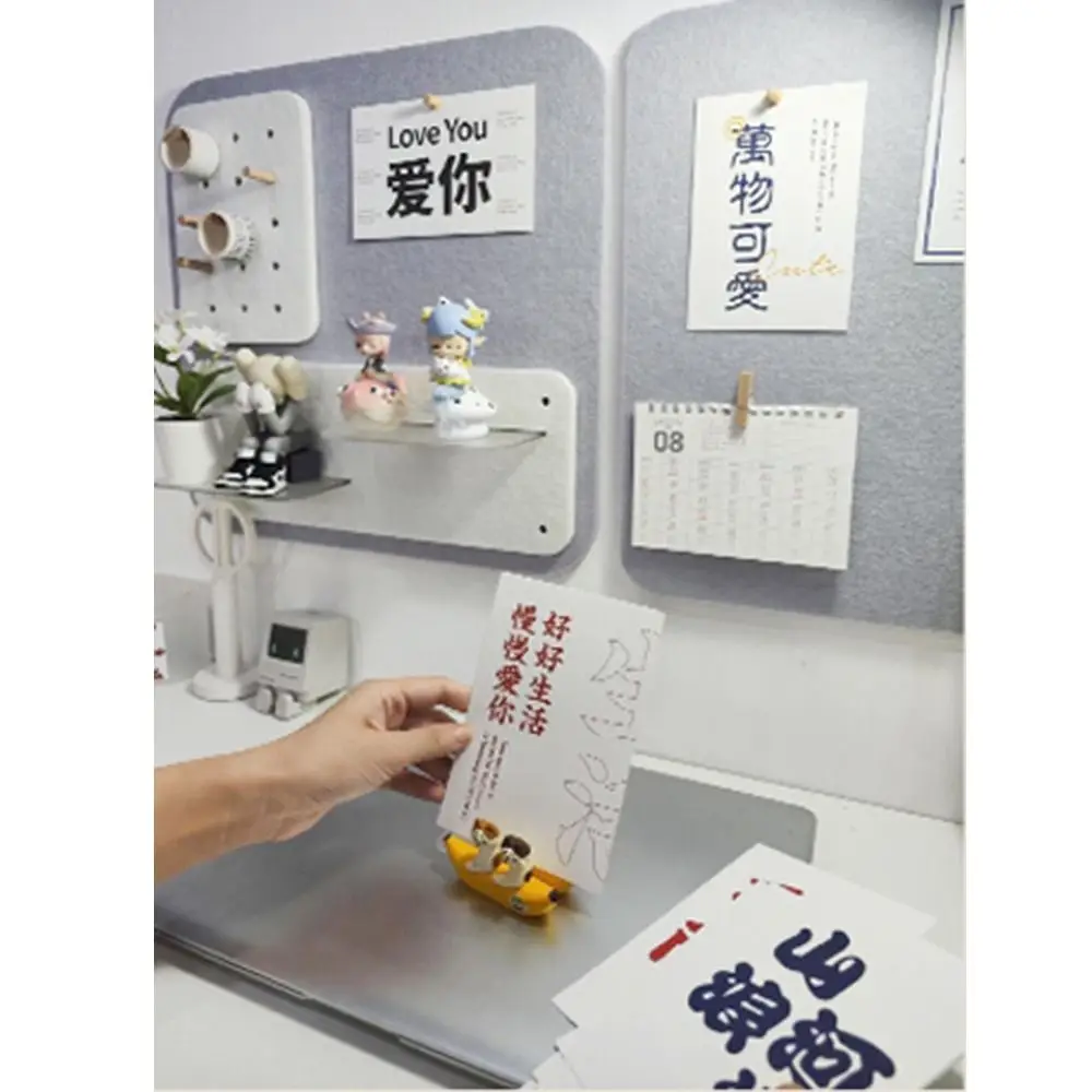 

Removable Cork Board for Walls Decorative 40x40cm Memo Felt Board Acrylic Shelves Wall Mounted Notice Pin Board Set Office