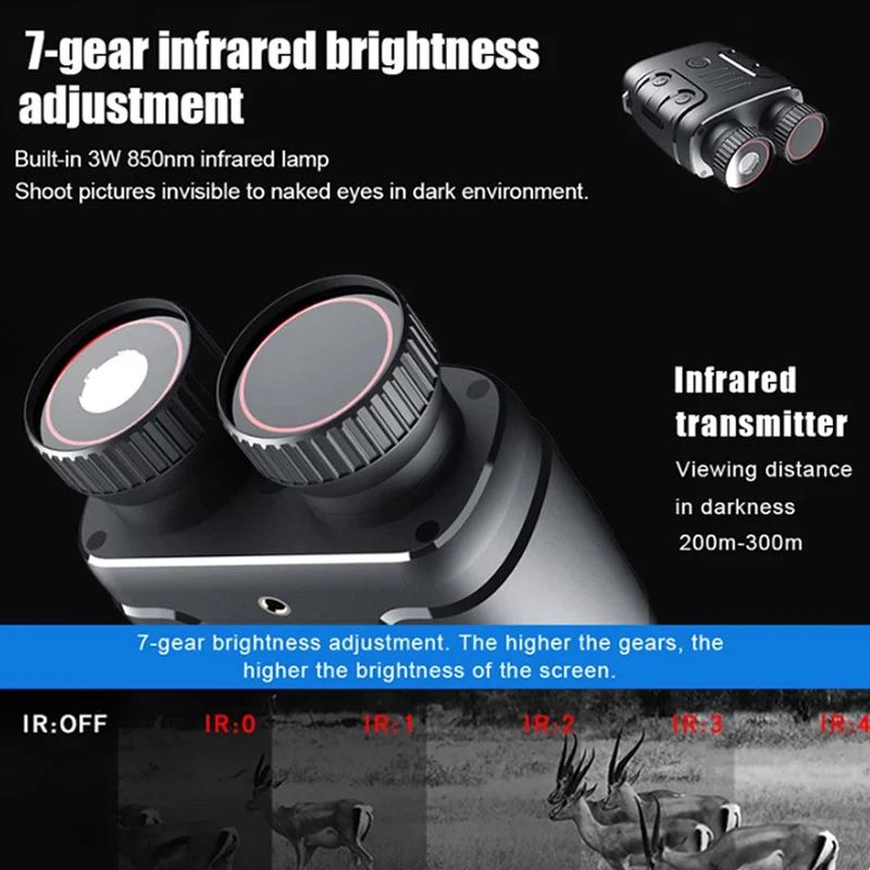 10x مناظير للرؤية الليلية، تستخدم الصور/مقاطع التكبير الرقمي للصيد والمسافات الطويلة والقوارب في الليل. شحن USB