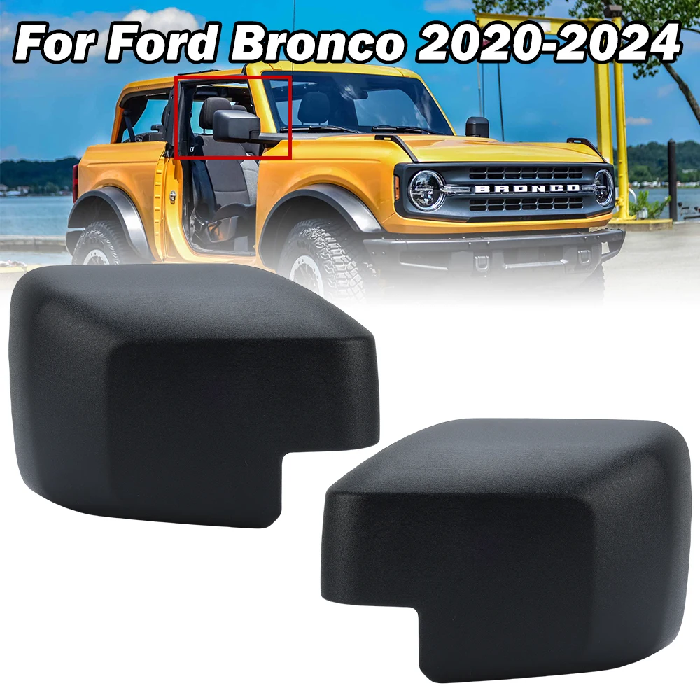 Rearview Mirror Cover Cap For Ford Bronco 2020-2024 Low-End Without Hole Texture Black With Buckle Side Mirror Car Accessories