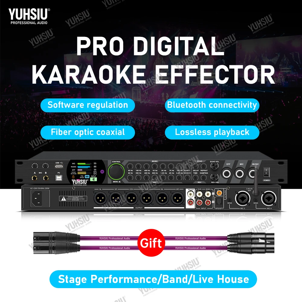 

YUHSIU Digital Karaoke Effects Processor Bluetooth DSP Audio Processor Professional Microphone Sound Controller System Equipment