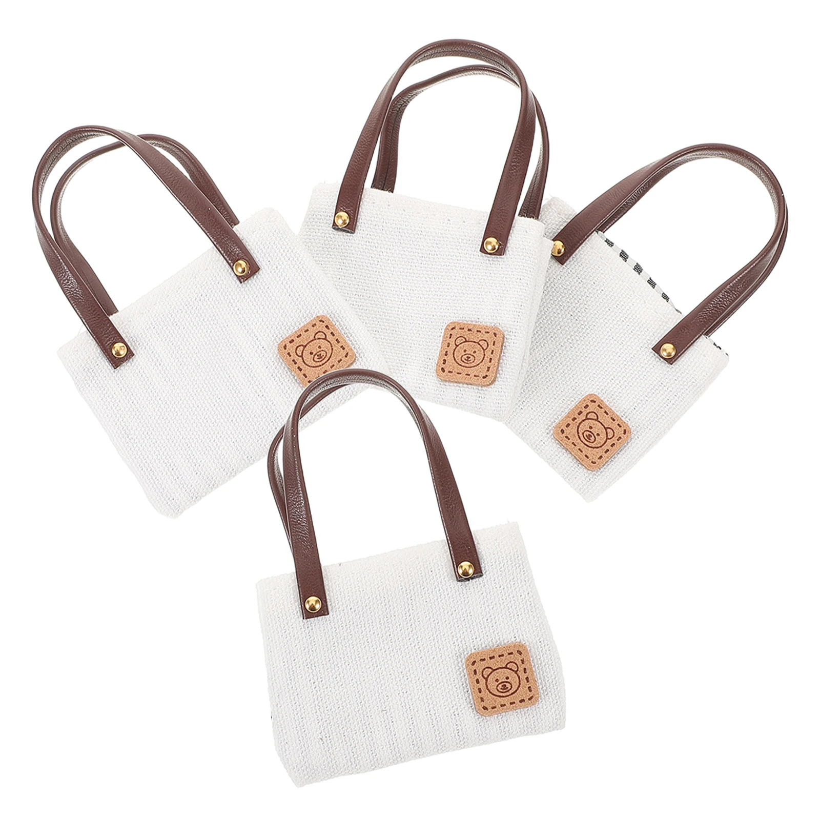 

4 Pcs Bag Miniature Designer Bags Canvas Decorate House Single Shoulder Model Fabric Micro Scene