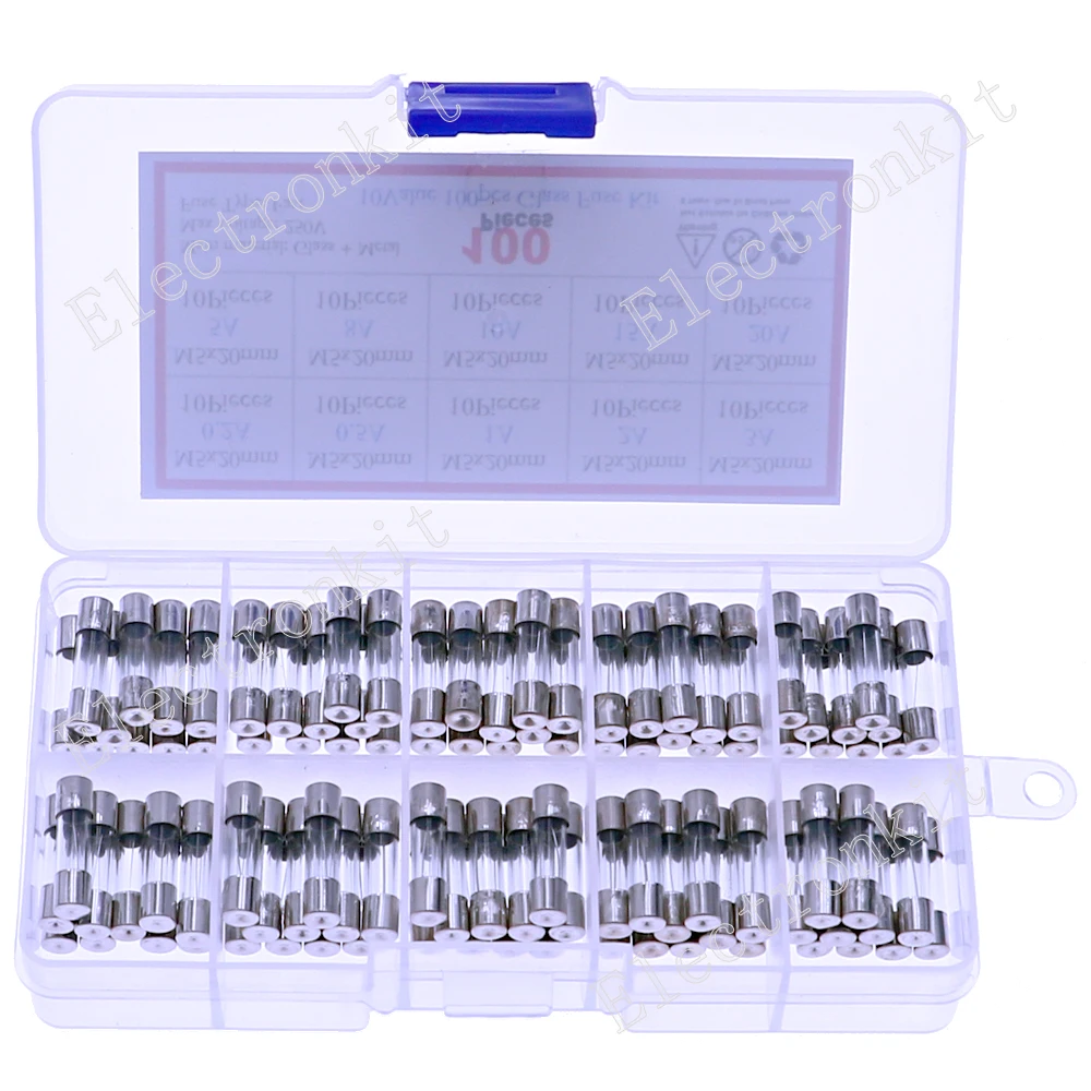 54pcs 6x30mm Quick Blow Car Glass Tube Fast-Blow Fuses Assorted Kit Set Box 2.5A 3A 4A 5A 6A 8A 10A 15A 20AMP