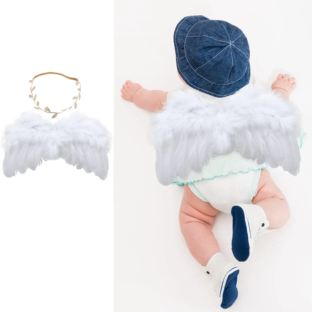 

1 Set Baby Angel Wings Photo Props Leaf Headband For Newborn Kids Party Cosplay Costume Decor Comfortable Touch Creative