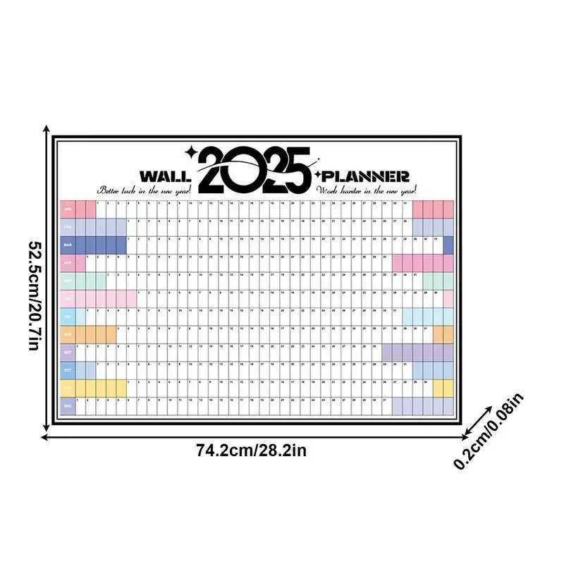 Calendario de pared anual de 2025 Planificador escolar anual Decoración del hogar Accesorios de escritorio Planificador de horario para el hogar de enero de 2025 a diciembre