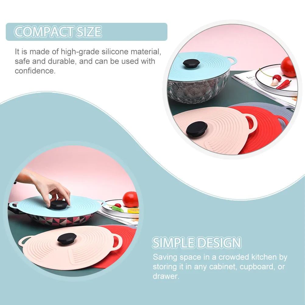 

Silicone Sealing Lid Premium Food-Grade Airtight Cover for Bowl Pan Plate Microwave Safe Lightweight Space-Saving with Handle
