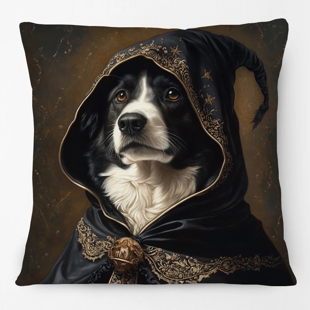 European Royal Dog Cosplay Suit Animals Portrait Poster Cushion Covers Pillowcase for Sofa view 3