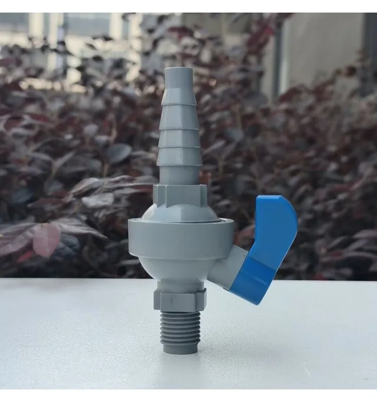 Two-point Outer Wire UPVC Plastic Sampling Valve Oxygen Valve Corrosion-resistant Single Valve with Connector Dripping Head