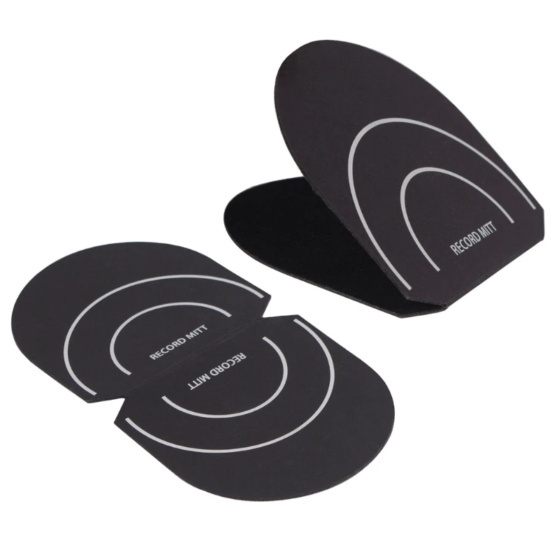 Record Cleaner Mitt Handler Mitt, Black Vinyl Record Clip, Disc Cleaning Protection Pad for Vinyl Records, 2Pcs Pack