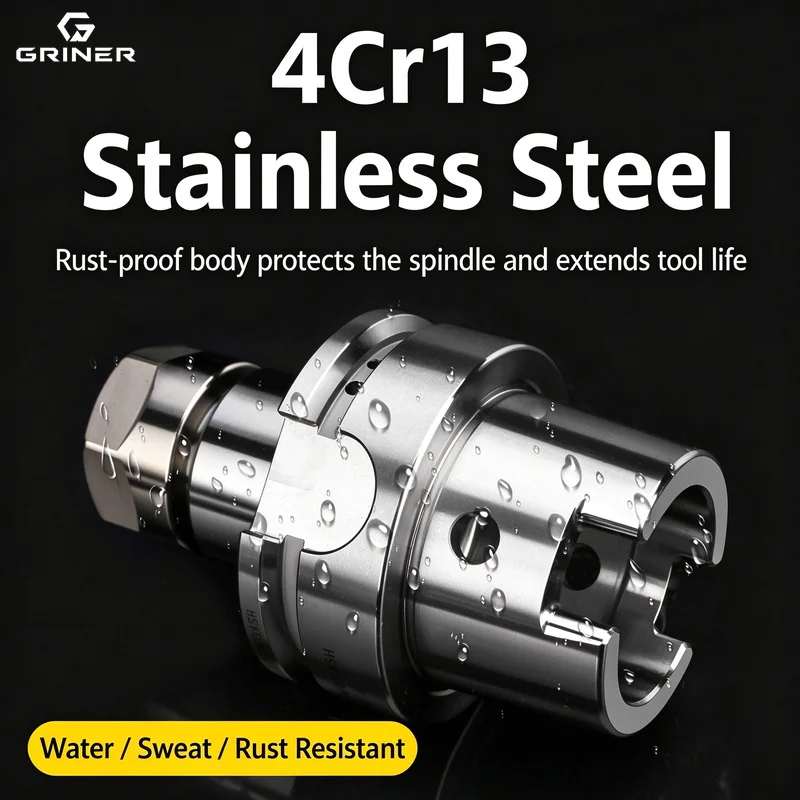 GRINER HSK63A tool holder - stainless steel, high-precision ER SK SDC rear pull type dynamic balancing CNC tool holder
