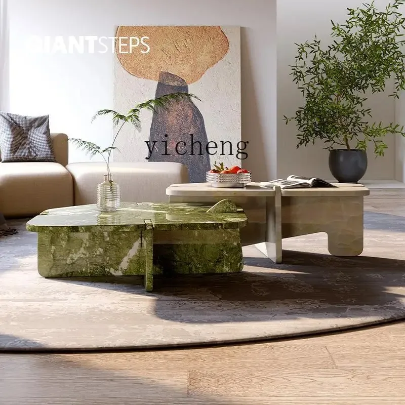 Natural Marble Design Minimalist Personality Creative Height Combination Coffee Table Living Room Small Apartment