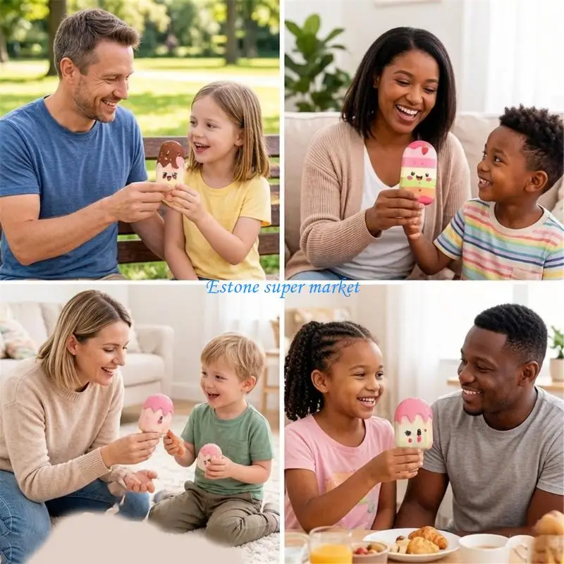 090B 1PC/9PCS PU Foam Ice Cream Shaped Squishing Slow Stress Relief Ball Fun Gift for Kids Adults