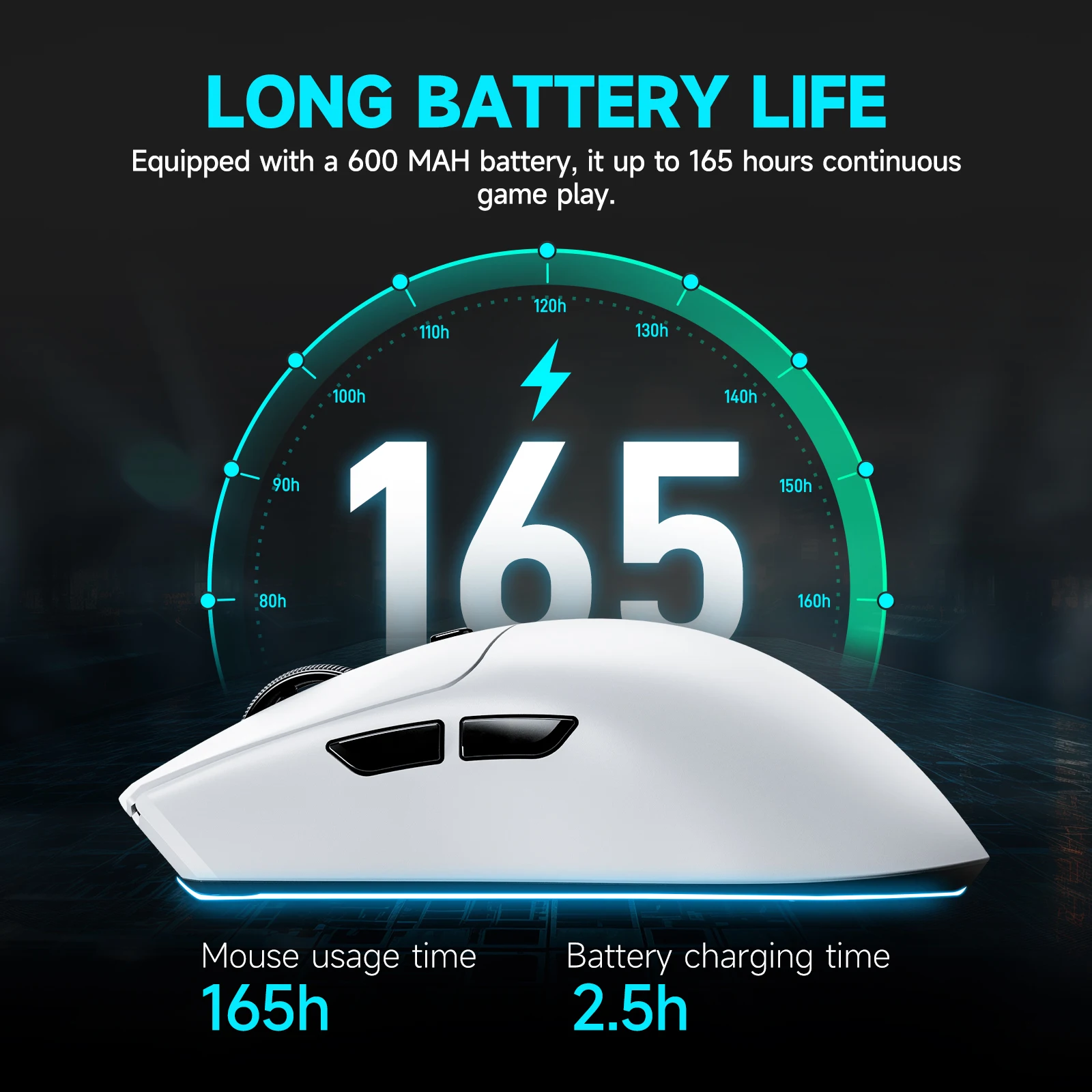 RAWM MH01 Mouse Gaming Ringan Nirkabel, Kecepatan Polling 8K, PAW3395 dan Desain Hot-swapple, 7 Tombol yang Dapat Diprogram