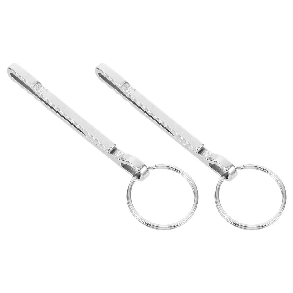 

2 PCS Stainless Steel Waist Clip Carabiner Portable Keychain Wallets Money Holder for Cash and Cards Clips Metal Keyring