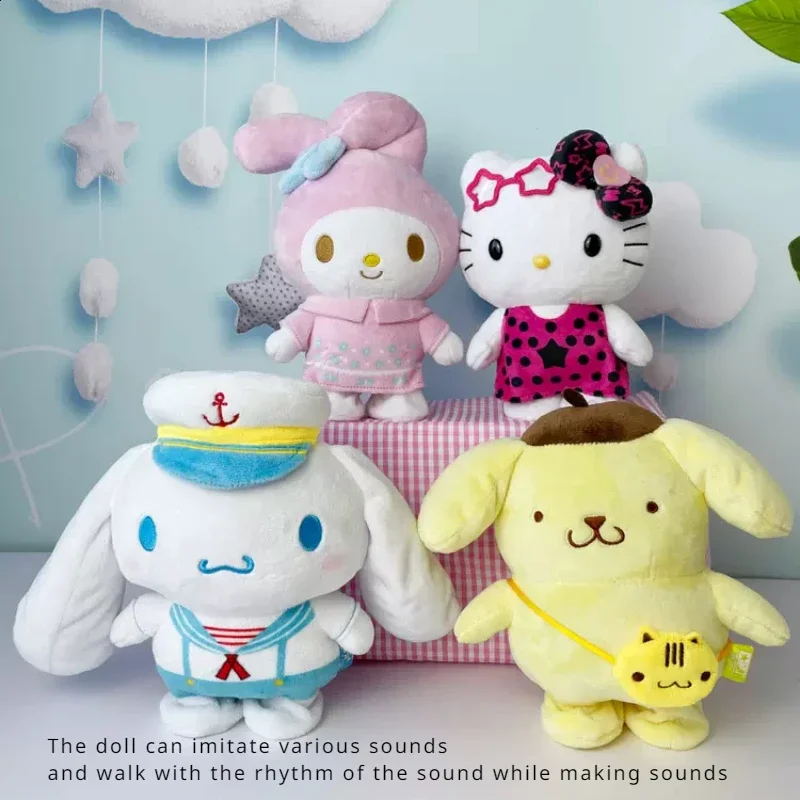 Sanrio Characters Electric Records Parrot Toy Walking Talking Pompompurin Cinnamoroll Melody Hello Kitty Dolls Figure Gift