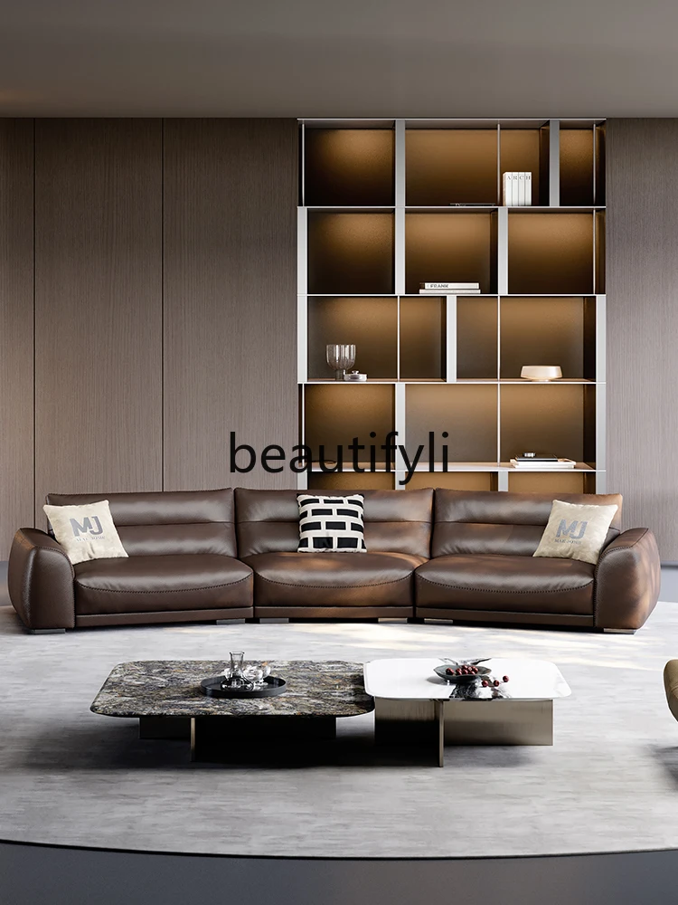 

Furniture Combination Large Flat Villa Top Floor Full Genuine Leather Sofa