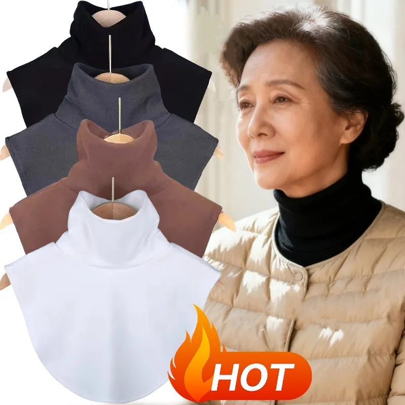 Autumn Winter Thickened Velvet Fake Collar Woman Turtlenec Sweater Down Jacket Anti Dirty Protective Collar Fake Collar Scarf
