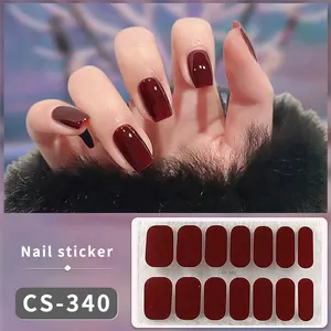 DIY -Nagel -Gel -Aufkleber, Heilung, Dauer, feste Farbe, Nagelstreifen, Schieberaufkleber, vollständige Decktaste, Maniküre -Patch 12 Hauptverkaufsaufkleber -Nagelgel - №2