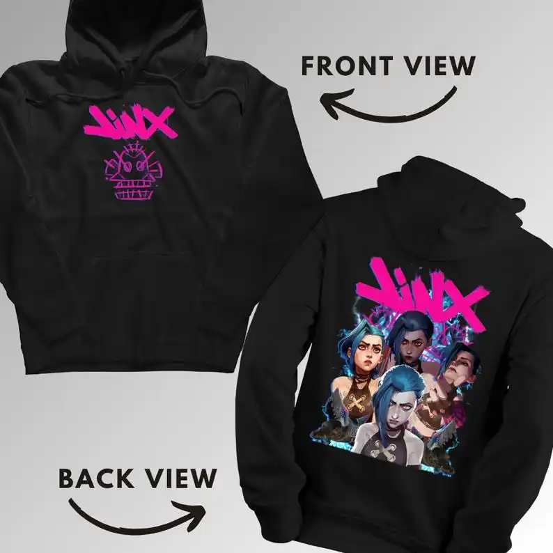 Jinx Arcane Unisex Hoodie Vintage Streetwear League Of Legends Hooded  Fanmerch Lol Merchandise  Arcane Gift