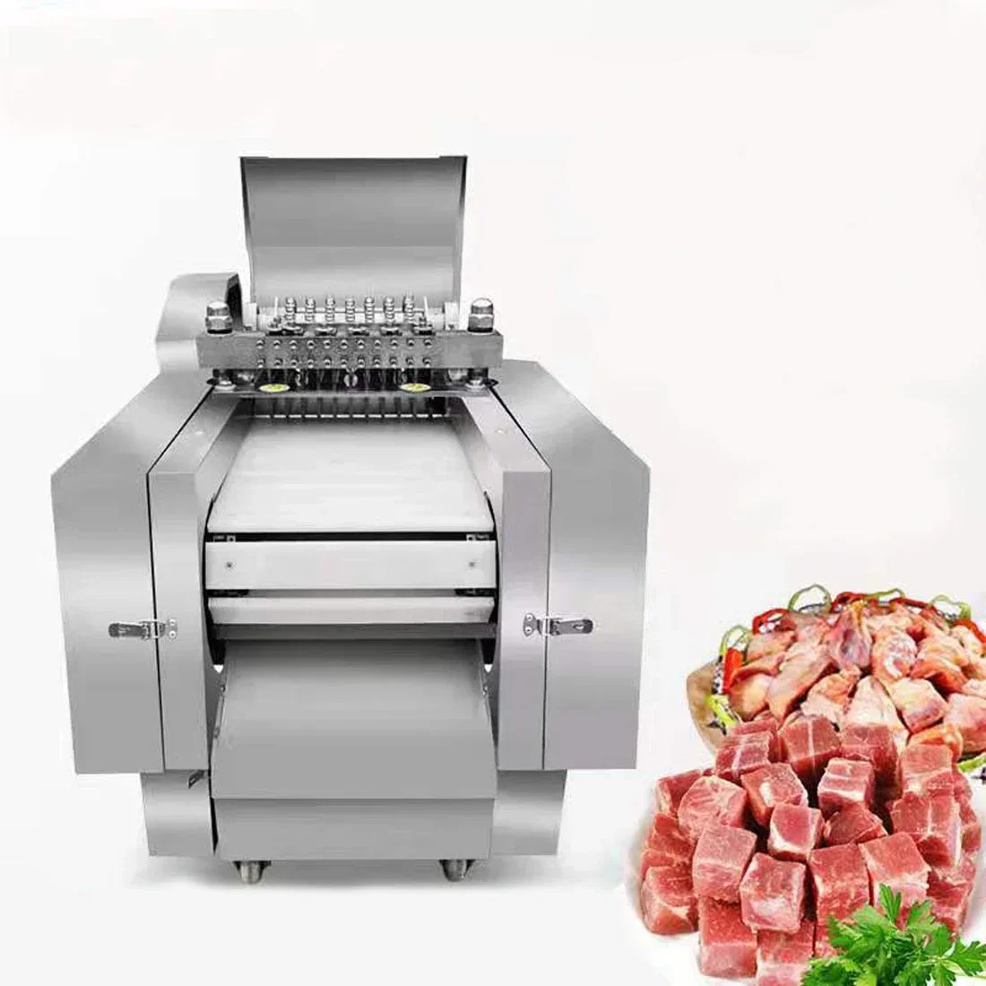 Fully Automatic Chicken And Duck Cutting Machine Canteen Fish Goose Ribs Pig's Feet Frozen Meat Dicing Chopping M