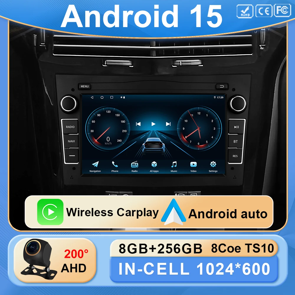 Para Opel Astra H J 2004 Radio de coche Vectra Vauxhall Antara Zafira Corsa C D Vivaro Meriva Veda inalámbrico CarPlay Auto Multimedia