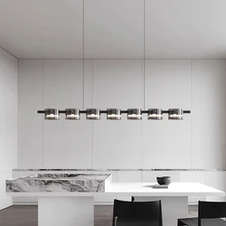 Modern Glass Restaurant Pendant Light for Kitchen Island Living Dining Room Minimalist Nordic Long Hanging Bar Cafe Chandelier