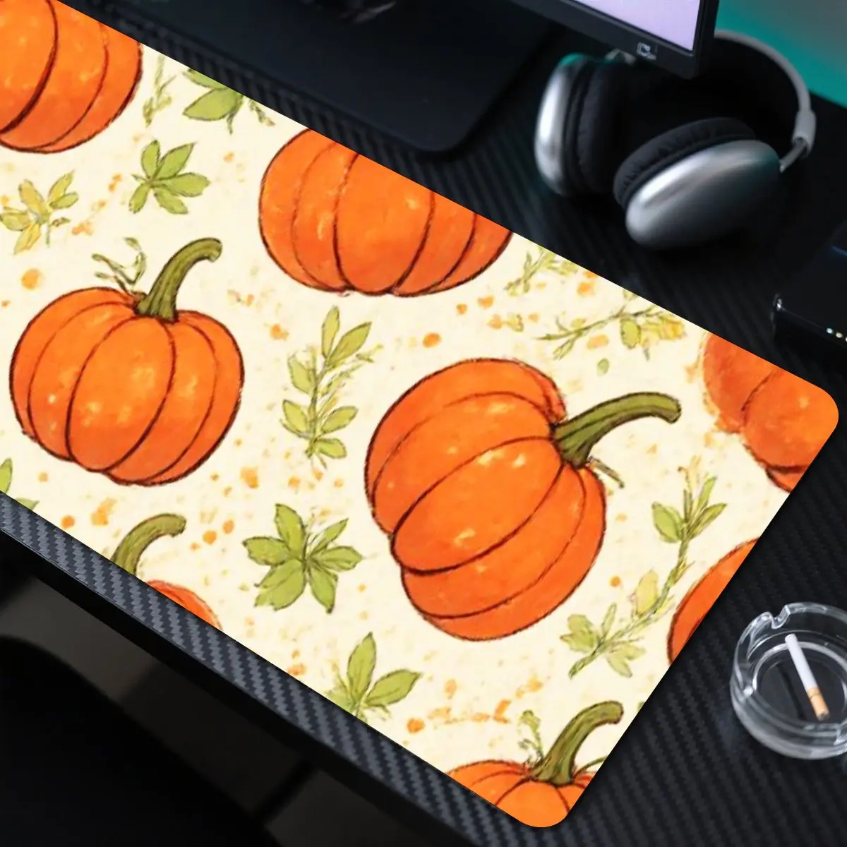 Alas Mouse Kain Anti-Selip yang Nyaman dengan Pola Labu Lucu Bertema Musim Gugur untuk Kantor & Rumah, Hadiah Halloween Thanksgiving untuk Teman
