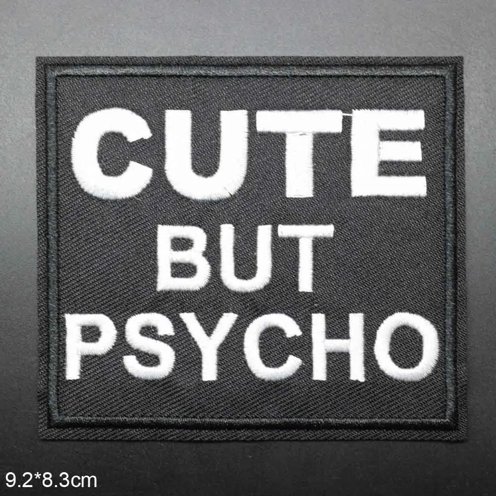 Wholesale Cute But Psycho Letters Iron On Embroidered Clothes Patches For Clothing Stickers Garment