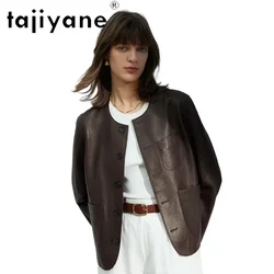 TAJIYANE Real Sheepskin Genuine Leather Jacket Women fashion Fall Clothes 2024 High Quality Short Leather Coat дубленка женская