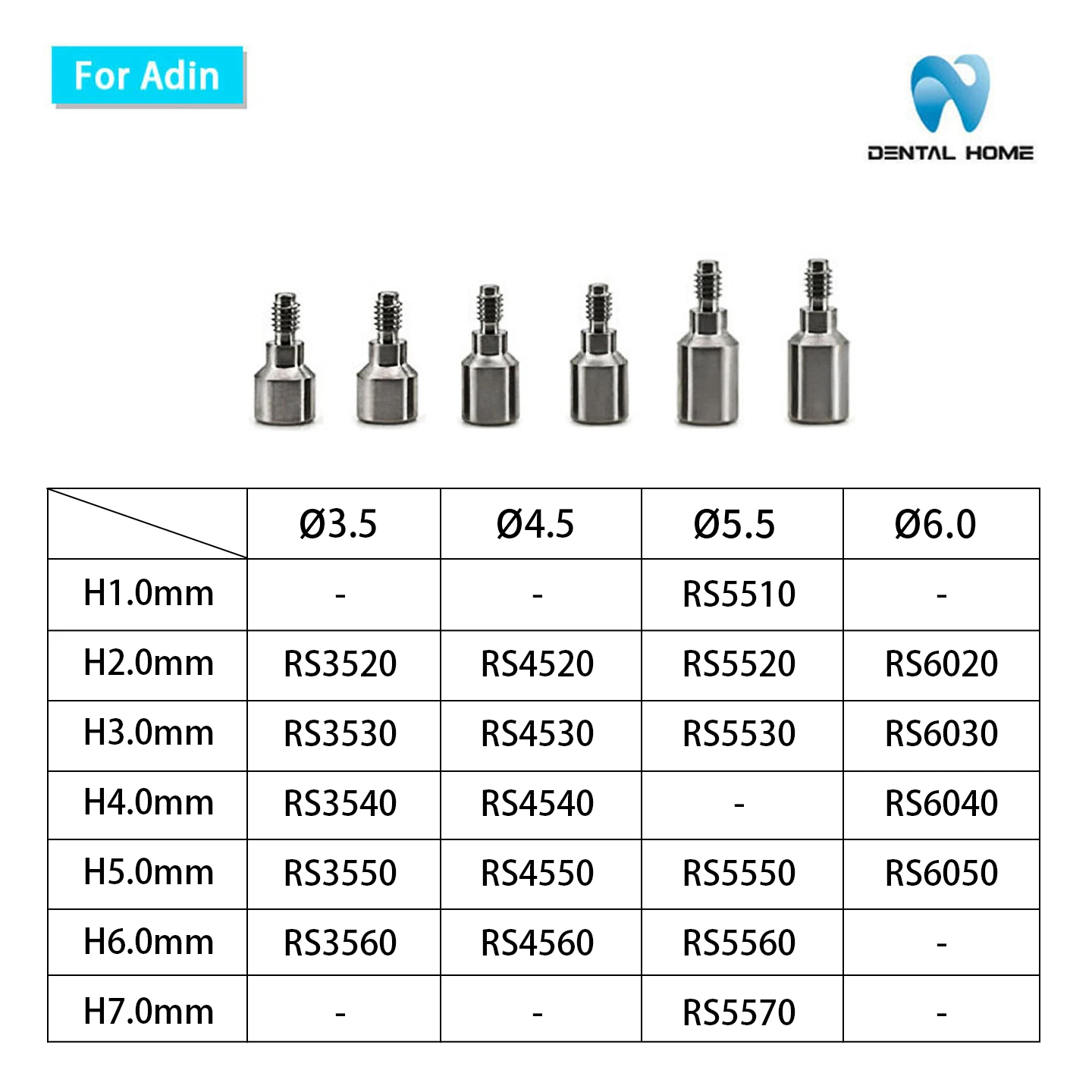 For Adin Healing Abutment Dental Implant Grade 5 Titanium Bone Level Healing Abutment with External Hex Socket