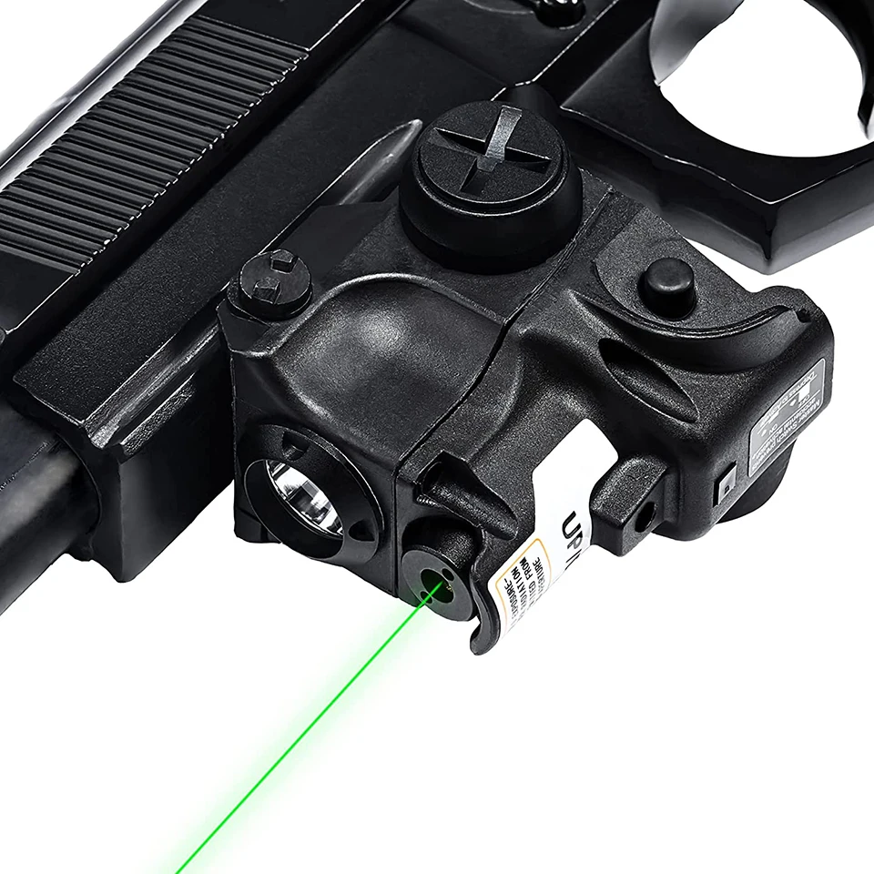 Tactical Weapon Light Red Green Dot Laser Sight LED Combo Flashlight Mini Compact 3 Mode Pistol Light for 20-21mm Picatinny Rail