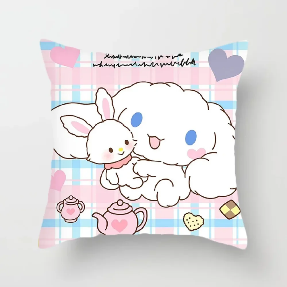 45X45cm  Anime Peripheral Kawaii Cute Cinnamoroll Cushion Cover Cartoon Sofa Decoration Pillowcase Girls Festivals Gift