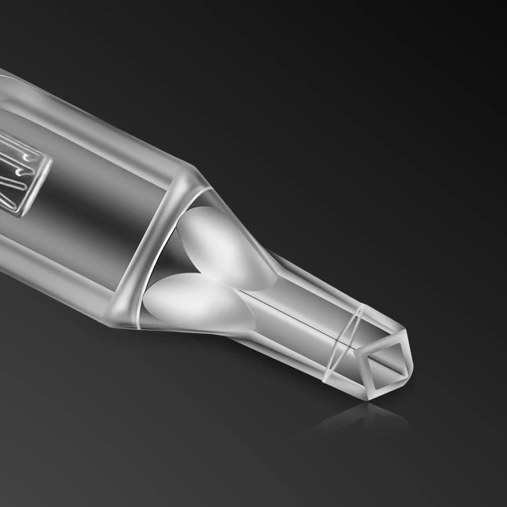 흰색 투명 문신 긴 팁 일회용 플라스틱 긴 문신 팁, 문신 용품 깍지 튜브, 3, 5, 7, 9, 11, 14RT 크기, 50 개