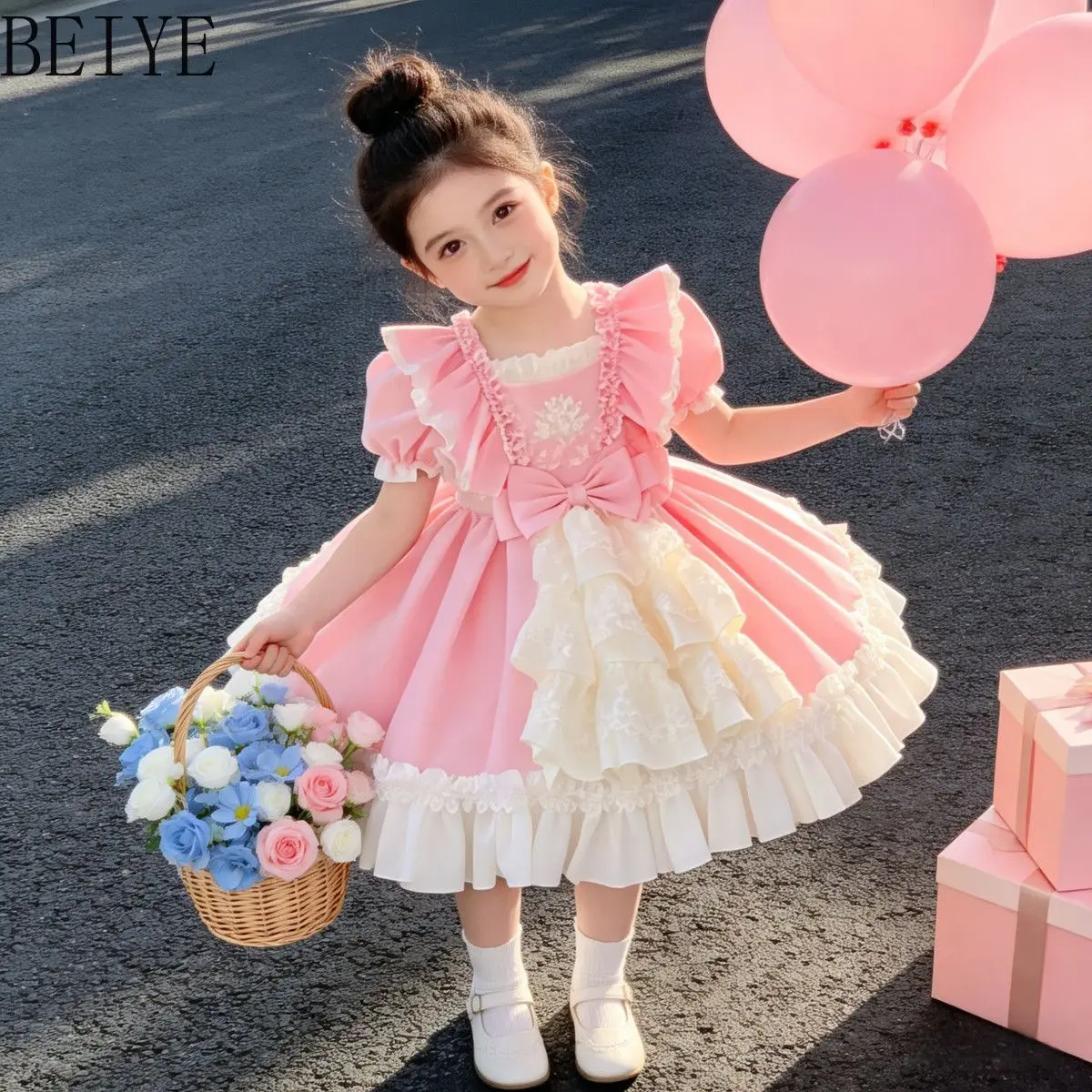 

Girls' Fashion 2026 New Summer Kwaii Children's Lolita Dress Sweet Baby First Birthday Party Princess Dresses for Girls