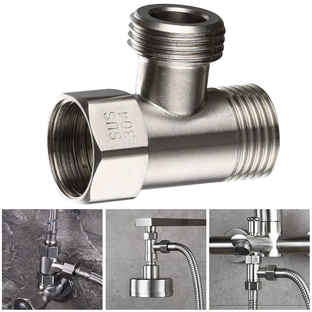 Toilet T Adapter T Valve Three Way Device For Bath Bidet Sprayer Shower Connecting  Angle Valve Hose 304 Stainless Steel