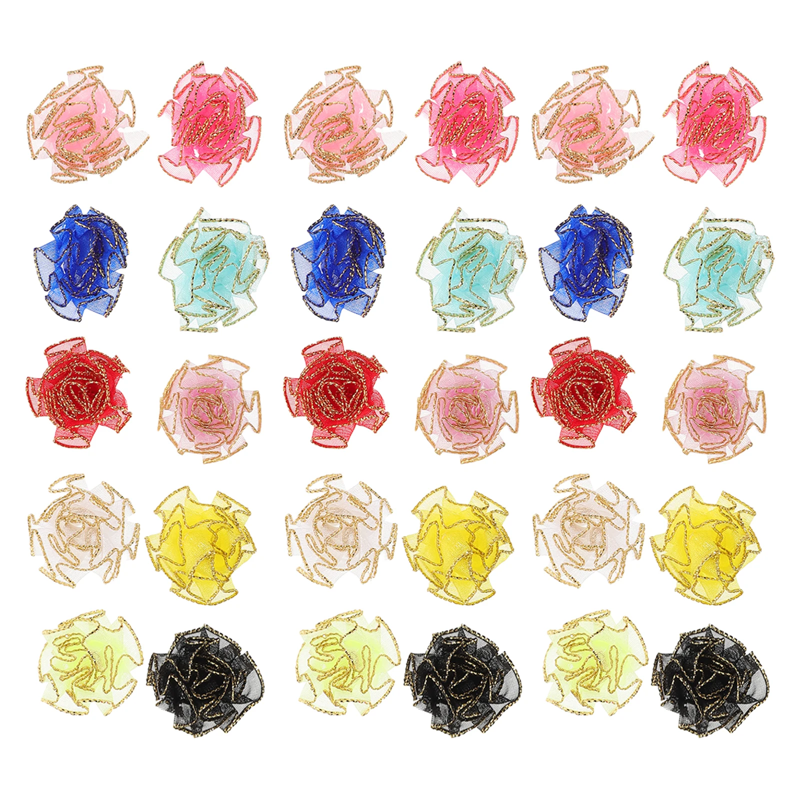 150 قطعة من رؤوس قرنفل الزهور المزخرفة، زينة مطرزة بالزهور الاصطناعية، زخرفة محاكاة شبكية وهمية