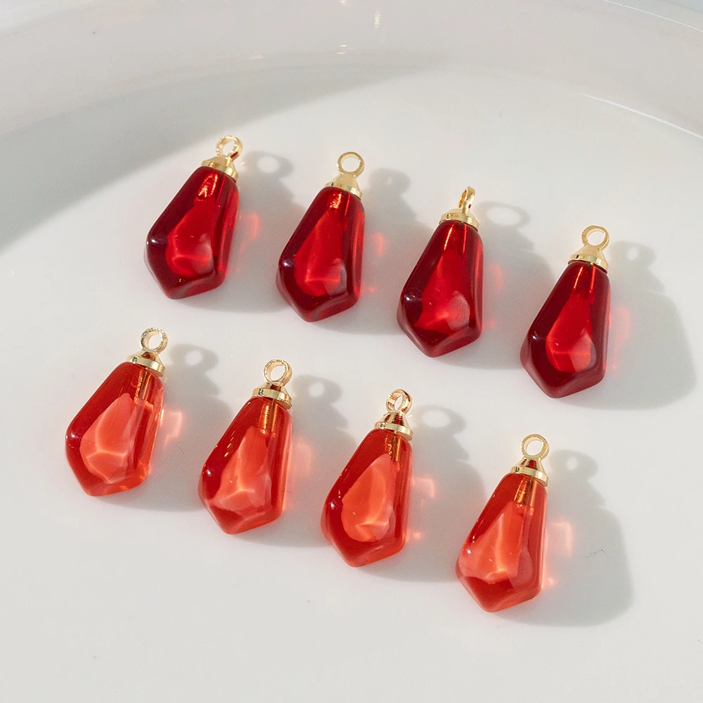 10 قطع الأحمر الوردي بذور الرمان الراتنج سحر المعلقات ل عقد دي اي واي أقراط سوار صنع المجوهرات