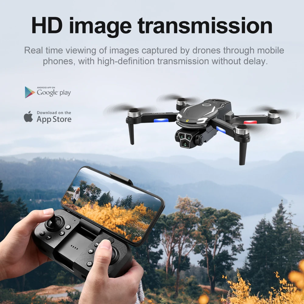 

Foldable RC Drone with Triple Camera Obstacle Avoidance Brushless Motor, Gesture Control Quadcopter for Outdoor Travel