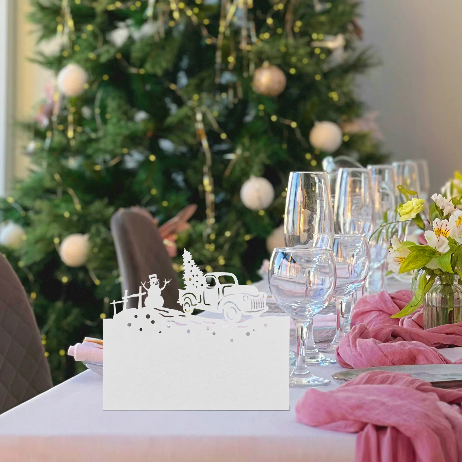 50 قطعة بطاقات مكان الحدث عطلة احتفالية بطاقات اسم الجدول لعيد الميلاد عشاء حفلة الجلوس تسميات الشتاء ديكور الزفاف