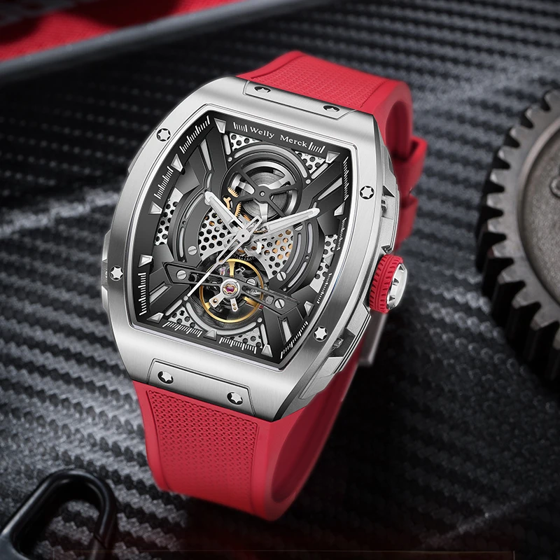 

WM Watch Barrel-shaped Automatic Mechanical Watches Water Resistant Classic Casual Business Man Watch Welly Merck WM157M