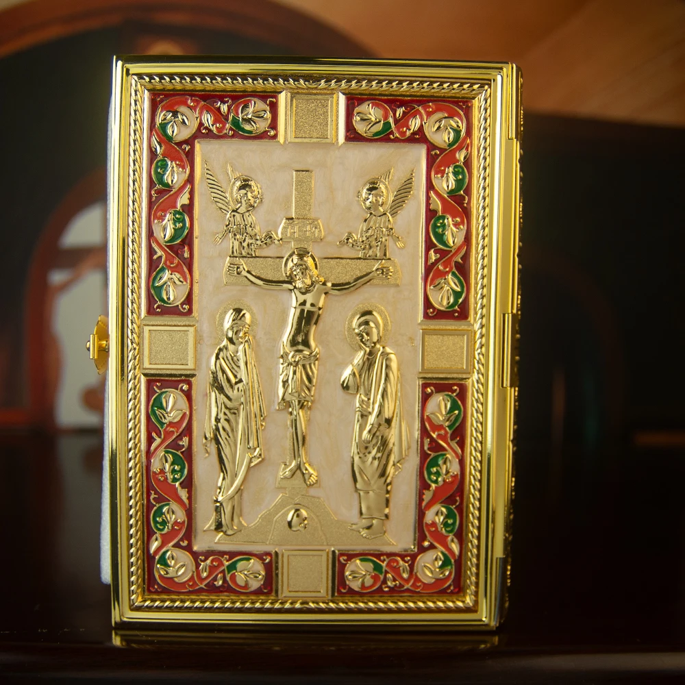 Ostorthodoxe Heilige Schriften Evangeliumsbuch-Umschlag für Kirchen mit Hochwertiger Handarbeit und Goldverzierung – Detail 7