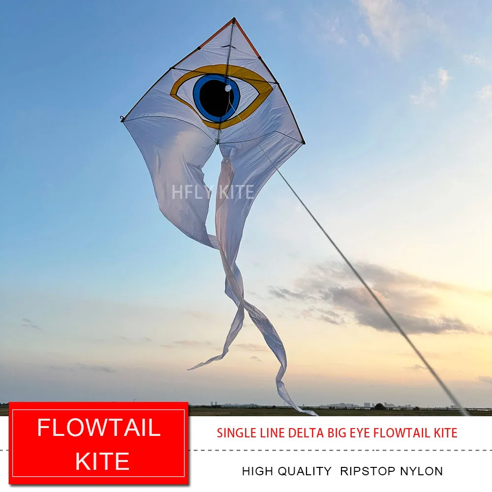 HFLY Nuovo arrivo Linea singola Big Eye Flowtail Kite per adulti Nylon 40D di alta qualità Design moderno Delta Kites con code lunghe