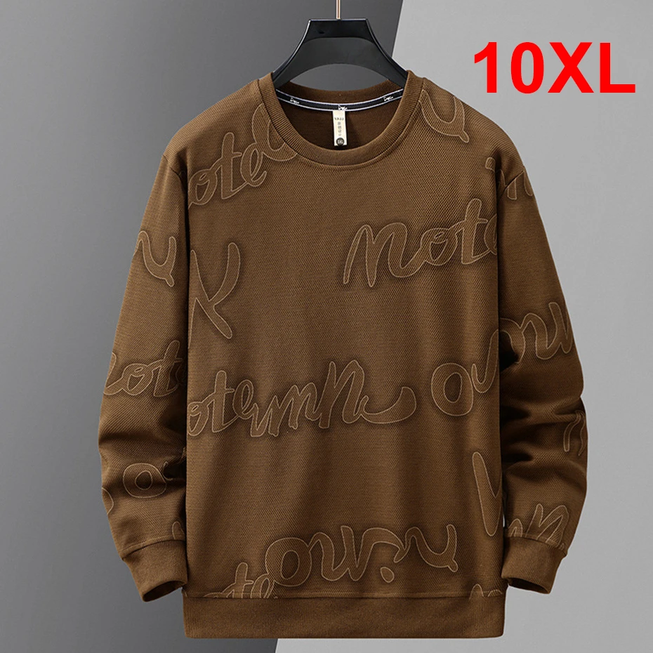 Vintage Sweatshirt Men Plus Size 10XL Sweatshirts Spring Autumn Tracksuit Men Big Size 10XL Pullover Brown