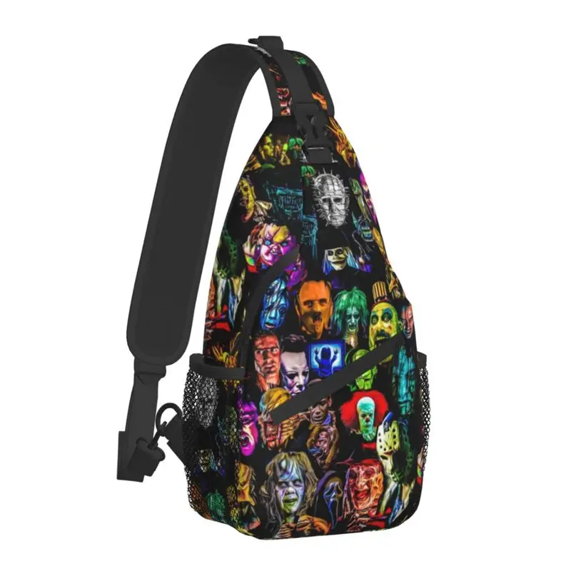 Cool Horror Film Baddies Legends Sling Bags for Travel Hiking Men\'s Chucky Jason Chest Crossbody Backpack Shoulder Daypack