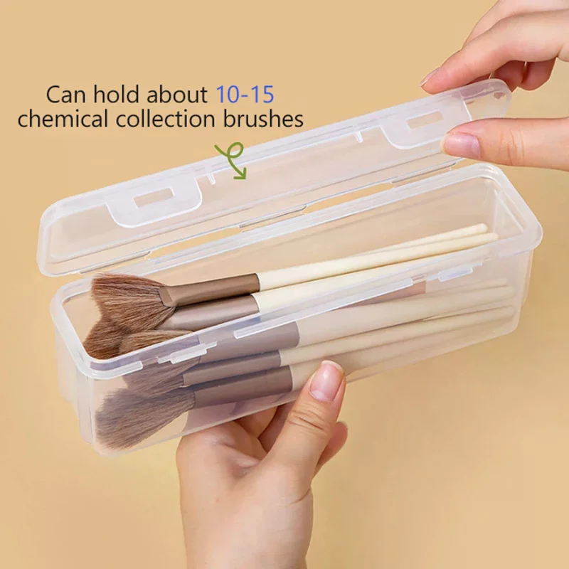 Travel Portable Cosmetic Brush Storage Box Small Transparent Dust Cover For Powder Blusher Brush Eyeshadow Eyebrow Brushes